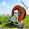 Sprinkler hose reel irrigation system for crops